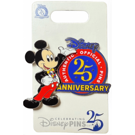Disney Parks Mickey Mouse Pin Trading 25th Anniversary Logo Pin New With Card