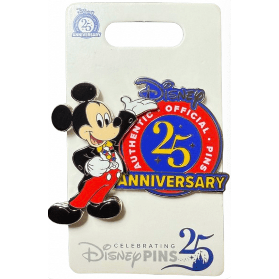 Disney Parks Mickey Mouse Pin Trading 25th Anniversary Logo Pin New With Card