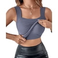 thumbnail image 2 of Women'S U Neck Shapewear Built-in Bra Tank High Strechy Sleeveless Slim Fit Tops Camisole Tops Blue M, 2 of 8