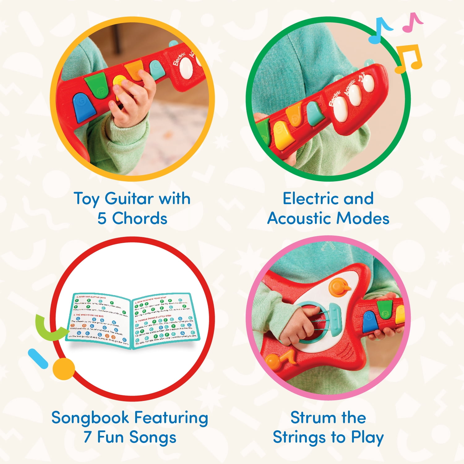 Battat Rock n' Play Guitar with Electric and Acoustic Modes, Toddler and Preschool Toys