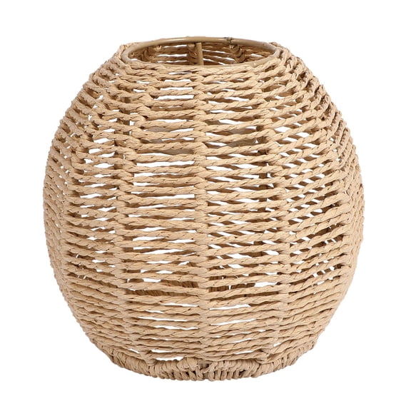 HPZZ Rattan Lamp Shade, Small Wicker Lamp Shade,Woven Pendant Light Covers Boho Lamp Shade Replacement, Retro Lampshade for Floor Lamps, Chandelier, Desk lamp, Wall Sconces (Khaki Dark/Light)