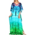 thumbnail image 2 of HAPPY BAY Women's Summer African Beach Maxi Plus Size Caftan Casual Slit Dress Loungewear Dashiki Dresses for Women 2X-3X Bright Turquoise, Grass, 2 of 5