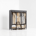 thumbnail image 5 of LEDREM Heavy Duty Wardrobe Closet , 51.2 Inch Portable Clothing Rack with 3 Rails & 6 Shelves , Freestanding Organizer with Fabric Cover ,Dove Gray, 5 of 6