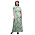 thumbnail image 1 of Bimba Rayon Bulbul Bird Womens Printed Side Slit SummerDressLong Maxi Gown-Large, 1 of 6