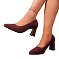 thumbnail image 7 of IEMIEMIEM Women's Kitten Heels Pumps Pointed Toe Knit Slip On Comfortable Casual Formal Dress Shoes Office Party Wedding Walking Shoes 8.5 Wide Wine, 7 of 7