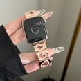 thumbnail image 2 of Dwitch Compatible with Apple Watch Bands 42/44/45/46/49mm for Women,Heart-shaped Shiny Bracelets Wristband, Metal Band Bling Diamond Strap Fits for iWatch Series 10/9/8/SE/7/6/5/Ultra,Rosegold, 2 of 6