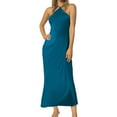 thumbnail image 1 of Vestido de noche de satén para mujer tallas grandes - Elegante cuello en V, diseño en la cintura, vestido de fiesta para bodas - Tallas XS-L, tejido con brillo lujoso, 1 of 5