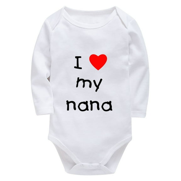 I Love My Nana Cotton Baby Onesie Long Sleeve Boy Baby Outfits White Baby Clothes Unisex 3-6 Months