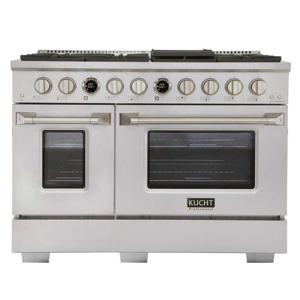 Pemberly Row 48" 6.7 cu. ft. 8 Burners Dual Fuel Range for Natural Gas in Steel