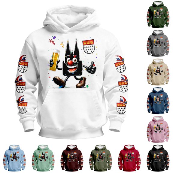Oiyii Big Boy's Unique Cartoon 3D Print Hooded Sweatshirt Long Sleeve Graphic Pullover Daily Hoodie,White