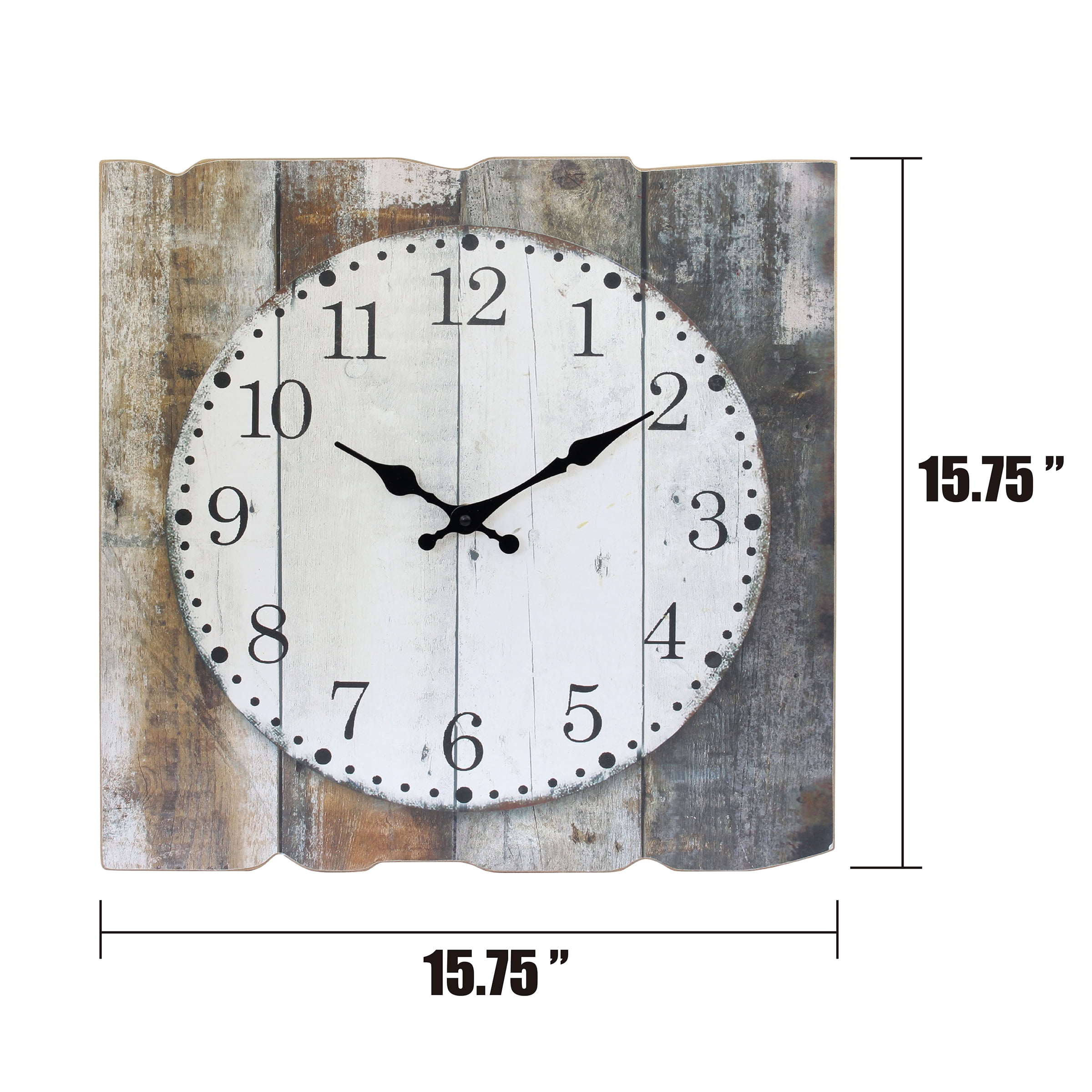 Stonebriar 15.7" Brown Analog Square Farmhouse Battery Operated Wall Clock