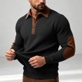 thumbnail image 6 of Guluxicc Dressy Henley Sweatshirts for Men Elbow Patch Ribbed Cuffs Hem Button Closure Collared Long Sleeve Casual Sweatshirts for Fall Winter Pullover, 6 of 7