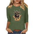 thumbnail image 2 of PNTUTB Women's 3/4 Sleeve Western Style Printed Casual T-shirt, 2 of 6