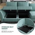 thumbnail image 4 of HONBAY Modular Convertible Fabric Sleeper Sectional Sofa Bed 6 Pieces with Storage Ottomans, Aqua Blue, 4 of 8