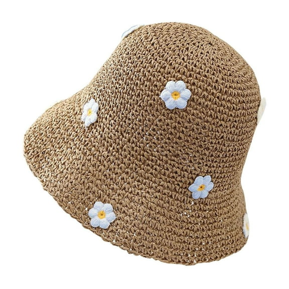 ZQUUVOU Sun Hat for Women Straw Hat Cloche Hat Cute Flower Foldable Sun Hat Vintage Fisherman Hat Travel Beach Vacation Blue