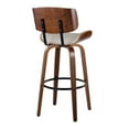 thumbnail image 4 of LumiSource Walnut Wood, Black Metal, Cream PU Lombardi 30" Fixed-Height Barstool - Set of 2, 4 of 4