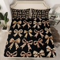 thumbnail image 2 of Feelyou Black Brown Bowknot Full Size Sheets, Leopard Print Animal Bed Sheets, 4 Pieces, 2 of 7