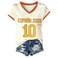 thumbnail image 4 of Women V Neck Short Sleeve T-Shirt, Spain 2026 Soccer Themed Graphic Tee, Bull & Football Pattern Patriotic Top, Breathable Casual Fan Apparel for Match Viewing, Sports Events & Daily Street Wear, 4 of 4