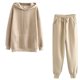 thumbnail image 4 of Gibobby Conjunto de Pantalones para Mujer Conjuntos de color sólido para mujer Ropa de capucha Ropa de salón Traje Conjunto deportivo Tops + Pantalones(Caqui,M), 4 of 4