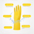 thumbnail image 3 of 3 pares de guantes domésticos reutilizables, guantes de goma para lavar platos, grosor extra, mangas largas, limpieza de cocina, trabajo, pintura, (talla M, amarillo), 3 of 5