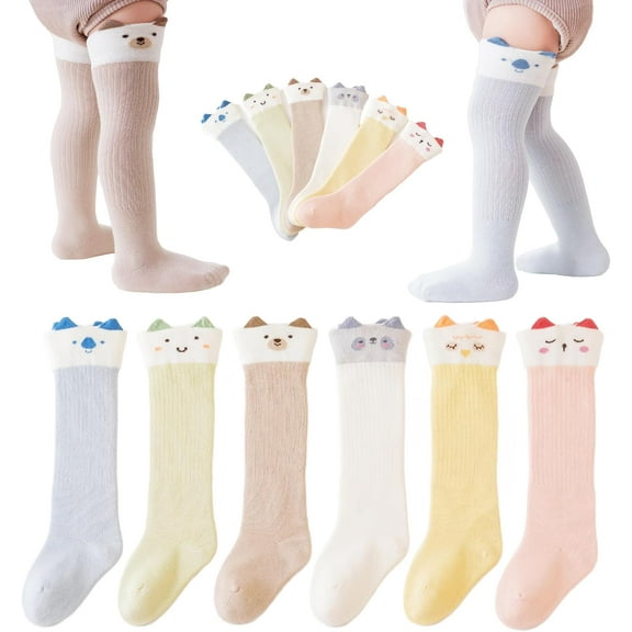 Baby Toddler Knee High Socks Girl Boy Tube Socks Newborn Infant Floor Crawling Long Socks 6 Pairs