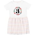 thumbnail image 3 of Inktastic 3rd Birthday Floral Wreath 3 Year Old Girl Girls Toddler Dress, 3 of 5