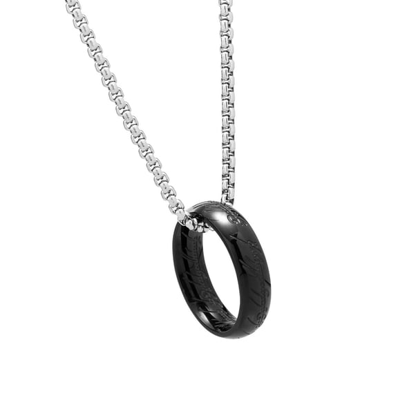 Titaniums Steel Retro Finger Ring Necklace Handmade Neckchain for Women and Men