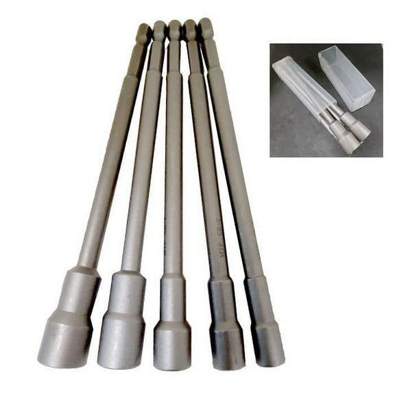 5 Assorted 6" Magnetic Nut driver Setter Rapid Load Hex Shank 1/4 5/16" 3/8 1/2 7/16 150mm With Plastic case