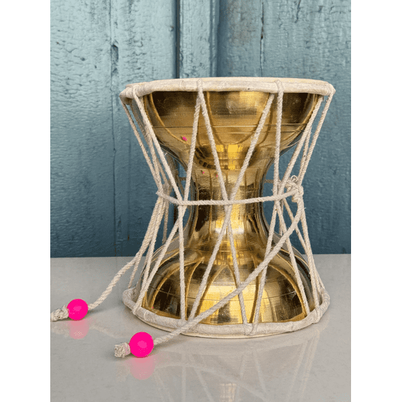 NamasteHimalayas Large Lord Shiva Damru Handcrafted Wooden Drum for Puja, Meditation & Bhajans Musical Instrument