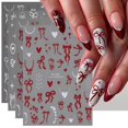 thumbnail image 1 of Pegatinas para uñas BSBTBZ, 4 hojas, calcomanías 3D de lazos y corazones, 1 of 9