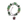thumbnail image 2 of Silvertone Large Maroon Paw Green Christmas Bead Bracelet, 2 of 4