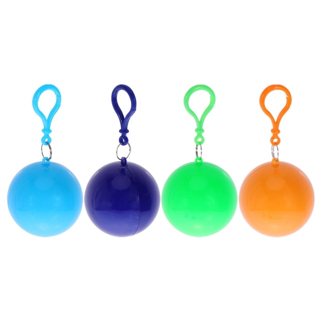 4 Pcs Disposable Ball Poncho Unisex Easy Carry Keyring Ball Raincoat Rain Poncho Rainwear Keyring Ball Practical ()