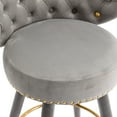 thumbnail image 5 of Velvet Counter Height Bar Stools Set of 2, 360 Degree Swivel Counter Stools with Gold Nailhead Trim and Tufted Back, 36 Inch Bar Chairs for Kitchen Island Cafe Pub, Gray, 5 of 8