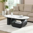 thumbnail image 2 of 47" Oval Coffee Table with Storage Drawer, Modern Luxury Center Table with Curved Profile Design and Storage Shelf for Living Room, Black White, 2 of 9