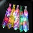 thumbnail image 4 of Fashion Light Up LED Luminous Sequin Neck Ties Changeable Colors Necktie Led Fiber Tie Flashing Tie For Male/Female, 4 of 6