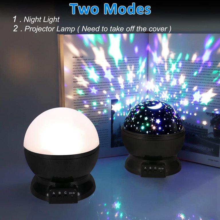 One Fire Night Light for Kids, 48 Lighting Modes Star Lights for Bedroom,  360° Rotating+3 Films Baby Night Light Projector, USB Rechargeable Kids