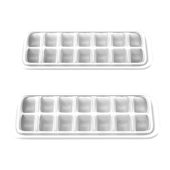 Chef Buddy Rectangular Plastic 14-Cavity Storage Ice Cube Tray, Set of 2 Multcolored