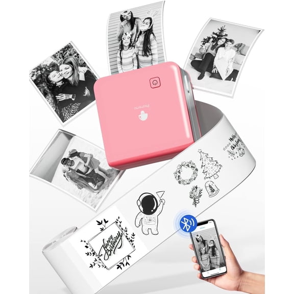 Phomemo M02 Pro Portable Bluetooth Thermal Sticker Printer for Photo Printing, Study Notes, DIY Cards, and Creative Projects(Pink)