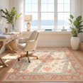 thumbnail image 3 of Design&I 8'x10' Washable Area Rug Extra Large Skid-Resistant Low Profile Bordered Vintage Medallion With Ornate Scrollwork And Decorative Trim for Living Room, Family, 3 of 7