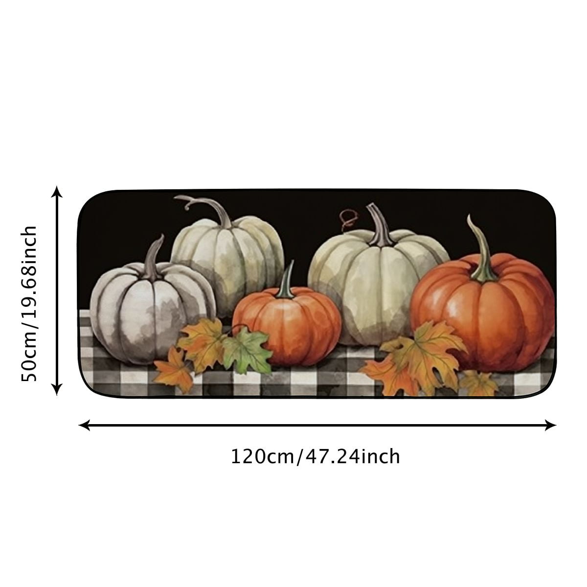 PHYHOO Fall Pumpkin Farmhouse Autumn Rubber Door Mat Decorative Home Indoor Outdoor Rubber Mats 19.68*47.24 in