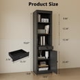 thumbnail image 2 of 71" Tall Bookcase with Cabinet, 3 Tier Wood Open Bookcase with Adjustable Shelves, Large Display Storage Shelf, Standing Shelving Unit, Black, 2 of 11