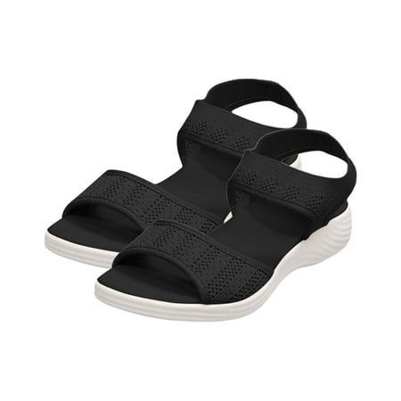 

Ruyang Ladies Casual Stretchy Slope Bottom Roman Shoes Summer Fashion Ladies Mesh Sandals Tie Sandals for Women