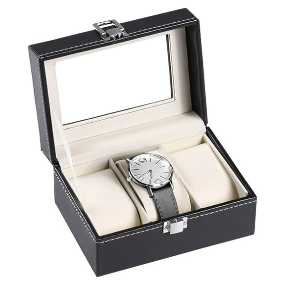 Watch Box Organizer for Men, 3-Slot Watch Storage Case with Transparent Acrylic Window PU Leather, Soft Lining, Metal Closure, Ideal for Watches, Cufflinks, and Accessories Storage