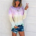 thumbnail image 3 of FNFYFH Plus Size Sweatshirts for Womens Trendy Tie Dye Pullover Long Sleeve Crewneck Sweatshirt Colorful Printed Tops Womens Loose Fit Tops Pink S-5XL Clearance Deals, 3 of 7
