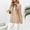 Khaki, variant on Elegant Cardigan Casual Tie Front Shrugs Sweaters Ladies Stand Collar Button Strap Long Sleeve Pleated Sleeve Coat Black L