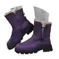 thumbnail image 3 of YLYL Women's Suede Winter Snow Boots Warm Fur Lined Side Zipper Lug Sole Chunky Heel No Slip Ankle Boots, 3 of 7