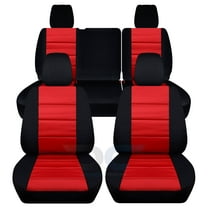 T275-Designcovers Fits 2013-2018 Jeep Wrangler JK 4-Door Cotton Seat Covers: Black and Red - Front & Rear Split Bench