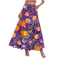 thumbnail image 5 of Vynhevius Women Halloween Print Skirt Elastic Waist A-line Flowy Party Maxi, 5 of 5