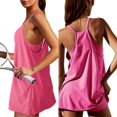 thumbnail image 5 of Tanming Women's Womens Athletic Sleeveless Mini Dress with Built-in Shorts V Neck Spaghetti Strap Short Tennis Dress with Pockets, 5 of 10