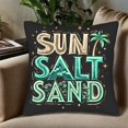 thumbnail image 5 of Set of 2 Throw Pillow Covers 18x18in - Beach-Themed " SUN SALT SAND " Design with Stars & Palm Tree Perfect for Couch Bed Car, 5 of 8